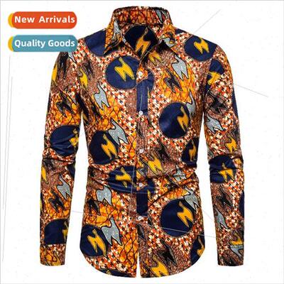 2023 fall printing fashion African ethnic new men long-sleev