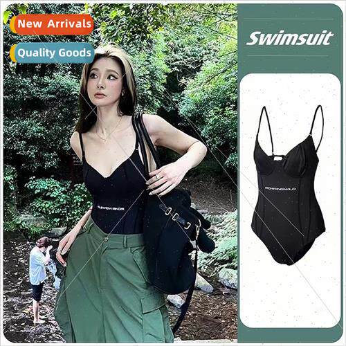 Europe Wind Swimsu Women Hundred Vacation Spa Swimwear Black