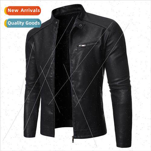2021 fall winter new men biker jacket stand-up collar fashio