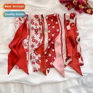 hair spring summer Red temperament tied thin flowers French