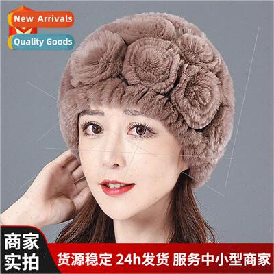 Otter rabb hair knted fur hat middle-aged elderly mom thicke
