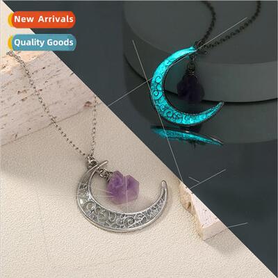 Classic Moon Jewelry Quirky Dark Glowing Moon Purple Natural