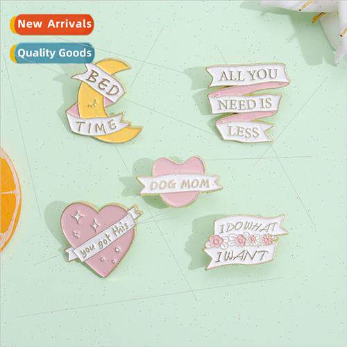New inspirational English alloy brooch cute pink love whe ri