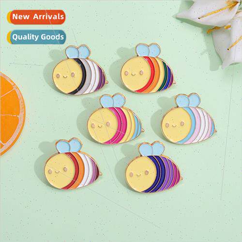 Cartoon cute bee alloy brooch colorful bee smiley insect met