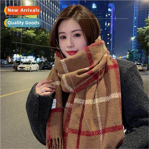 Autumn winter new warm thickened large square plaid scarf sh