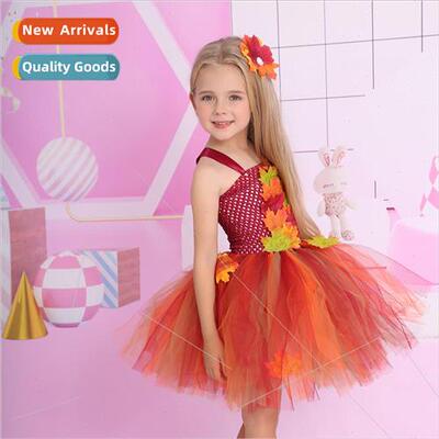 New simulation maple leaf tutu girls net princess dress Than