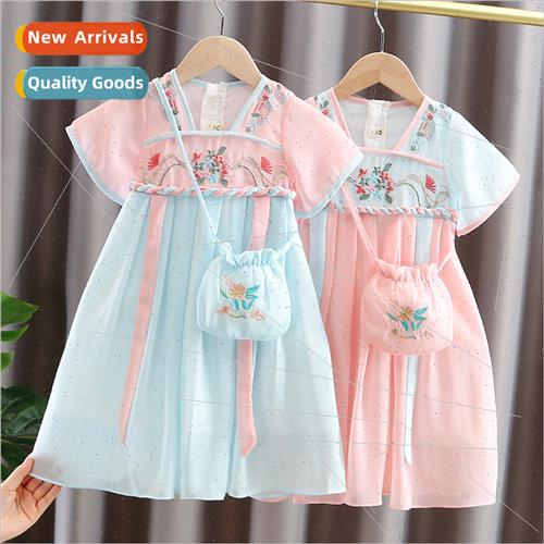 Hanfu girls dress summer thin short-sleeved Tang suit baby s图片
