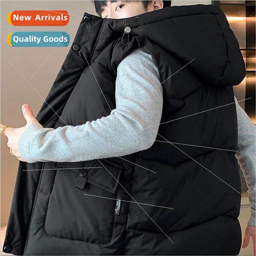 cotton vest men undershirt fall winter 2023 new warm hooded