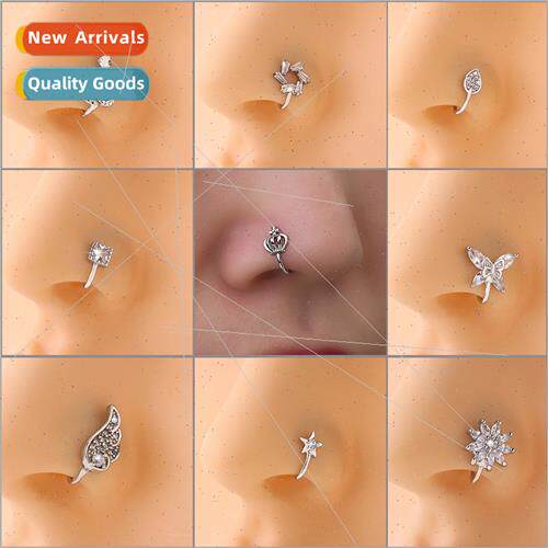 Europe Copper wh Zirconia U-Shaped Nose Clip Ear Bone Clip N
