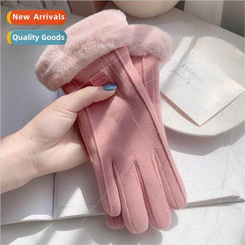 Touch screen gloves female fall winter outdoor riding padded