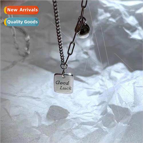 Alphabet LUCK Small Square Necklace Women che Collar Chain