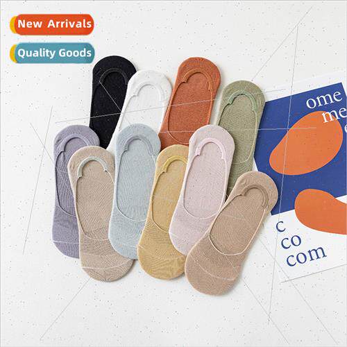 Socks female summer Japanese shallow mouth solid color short