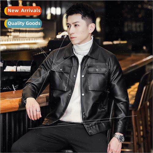 Leather jacket men spring fall Slim Korea  handsome motorcyc