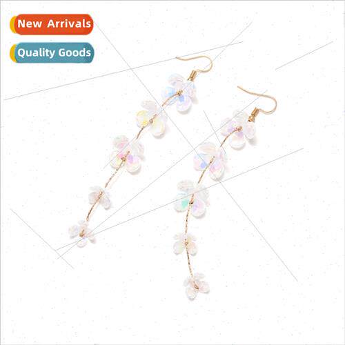 ZA fresh lovely long whe flower earrings elegant light luxur