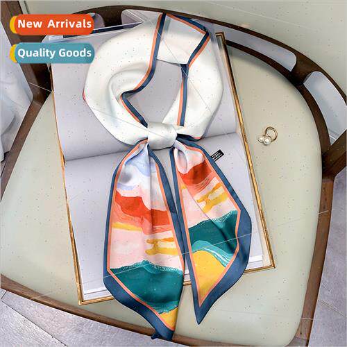 2020 fall winter new diagonal thin narrow long silk scarf fe