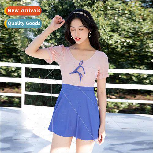 One-piece swimsu female conservative small breast gathered t