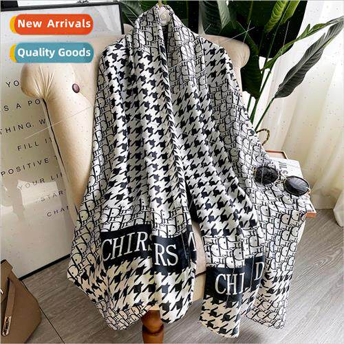 2022 Korea  thousbirds check imation silk fashion new spring