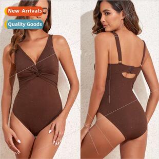 Deep Neck Swimsu Backless piece Gathering Europ One