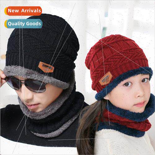 9524 fall winter padded set hats men knted hat scarf two set