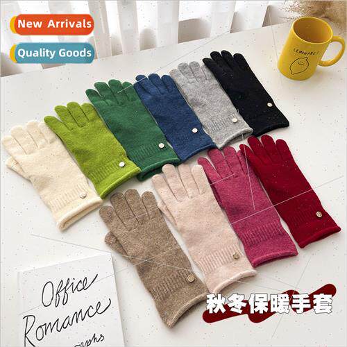 Full-finger wool gloves female winter middle school students