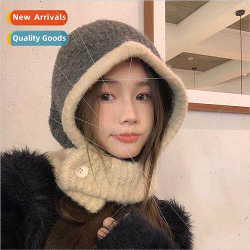 Korea ins Barak Rafa hat neck set one warm knted hat female