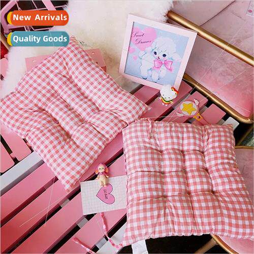 Japan soft cute girl pink plaid cushion students dorm room o