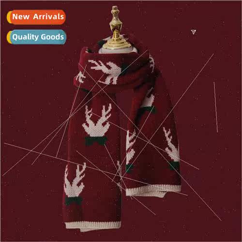 2021 winter new red Christmas scarf female wild students cut