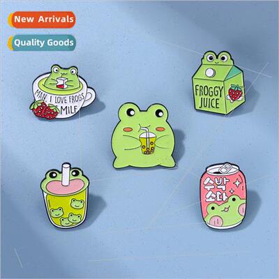 new cartoon milk strawberry cup pink soda cute cute frog cre