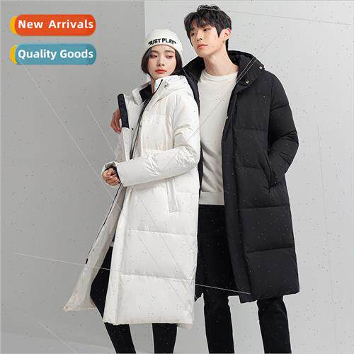 Down jacket men women long over knee fashion whe duck couple