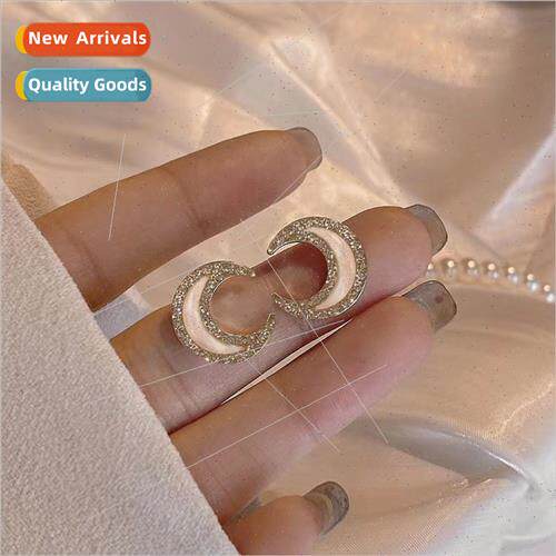 Moon earrings delicate earrings 2023 tide female Korea niche