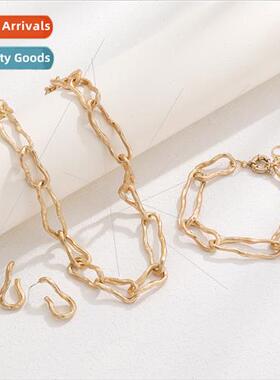 Europe fall new jewelry set irregular shape grain old gold n