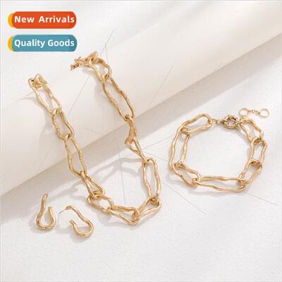 Europe fall new jewelry set irregular shape grain old gold n