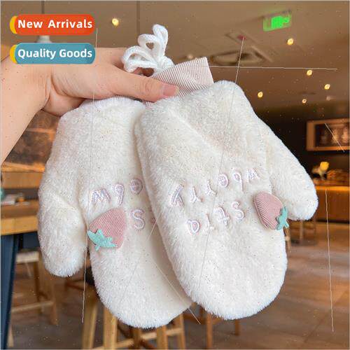 Autumn winter gloves girls warm padded thickened cold windpr