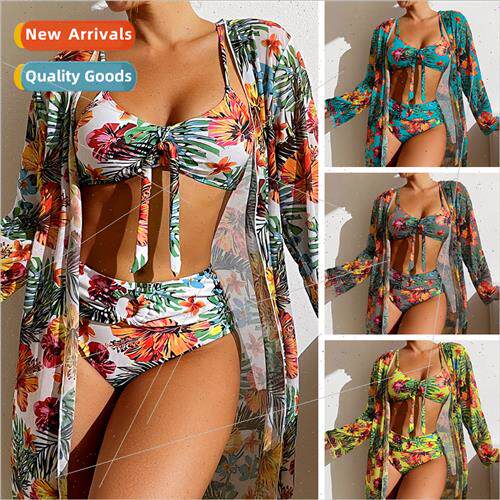 Swimsu Long Sleeve Cover Up Spl Three Piece Printed Sexy Swi