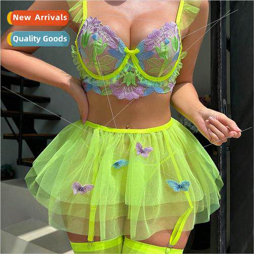 New embroidered sexy bra erotic lingerie set butterfly sexy