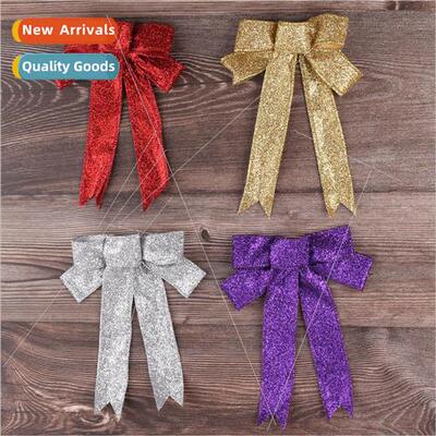 23CM gold onion powder lock edge bow Christmas decorations C