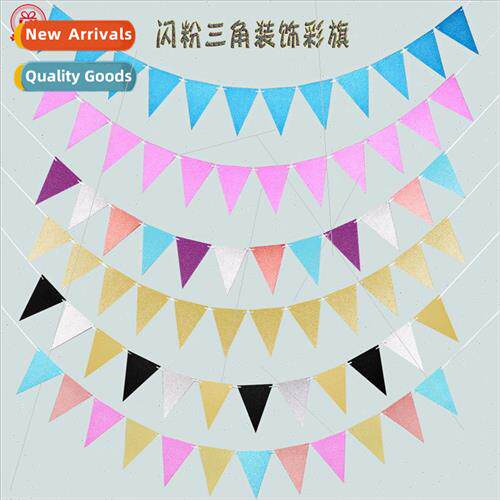 New glter triangle pull flag festival party decoration suppl
