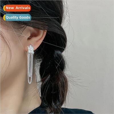 Women French double-layer chain tassel earrings retro HK irr