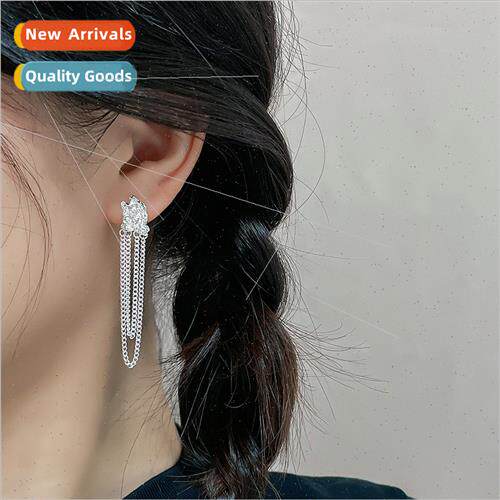 Women French double-layer chain tassel earrings retro HK irr