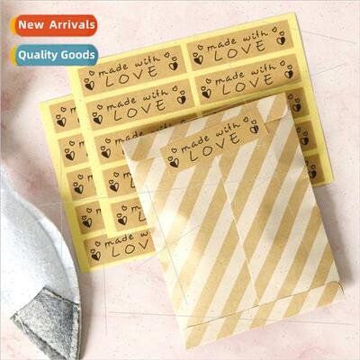 10pcs Made wh Love kraft sealing stickers love long stickers