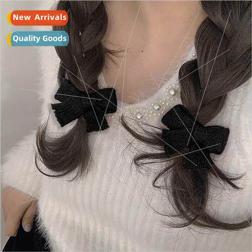 Plush bow hair clips female small fragrant wind sweet side b