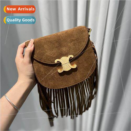 Cachet Bag Women 2023 New Leather Tassel Saddle Bag Crossbod