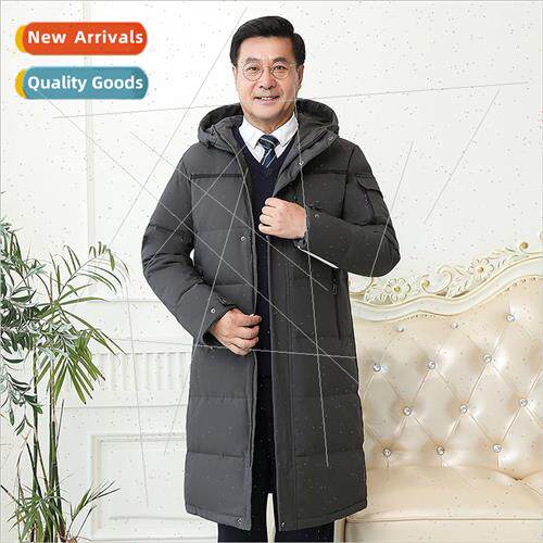 Winter middle-aged down jacket men long over knee jacket lar