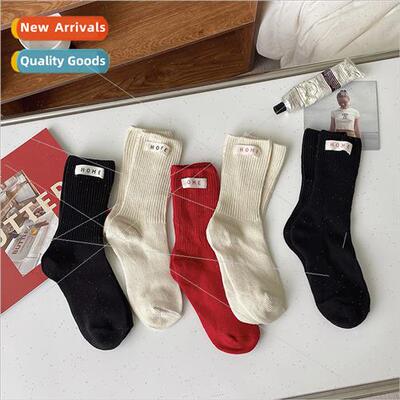 Whe broken hole socks women fall winter  cotton set embroide