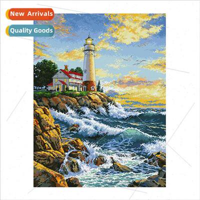 mple seaside lighthouse drill cross stch living room bedroom