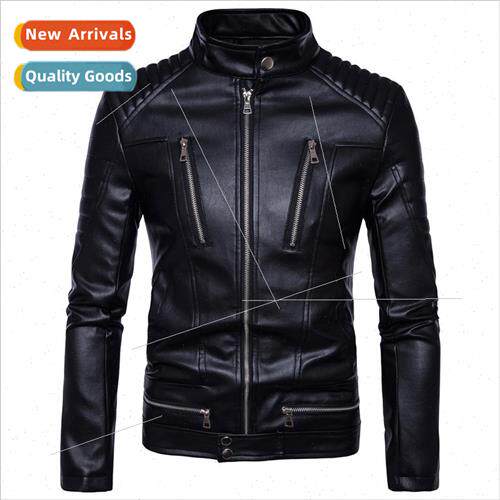 Plus ze Punk Men Biker Multi Zipper Leather Moto Leather Jac