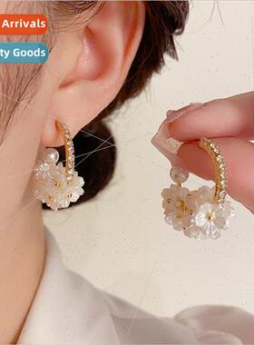 Korea fashion flower earrings s925 silver pin niche earrings