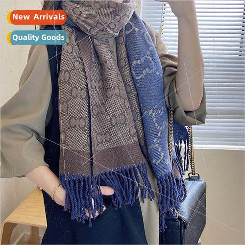 2022 new scarf female winter faux cashmere letters double-si