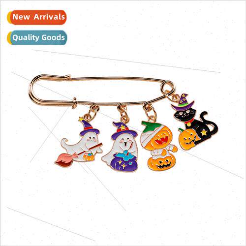 Halloween weird pumpkin brooch cartoon skull alloy oil drop