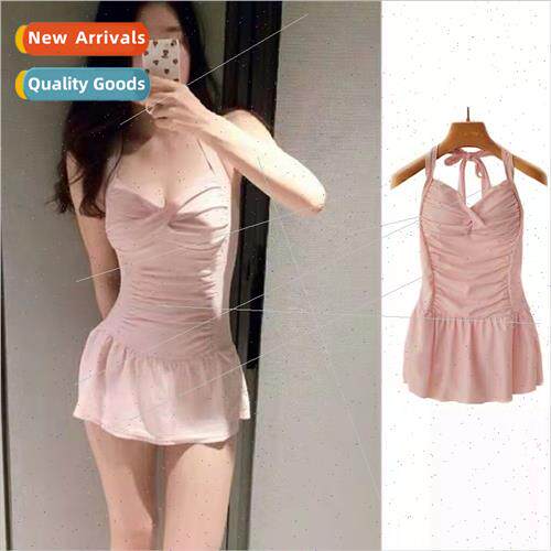 2024 new one-piece swimsu female skirt type flat corner stud